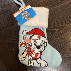 Christmas Mini 8” Embroidered Stocking Paw Patrol Marshall Blue New