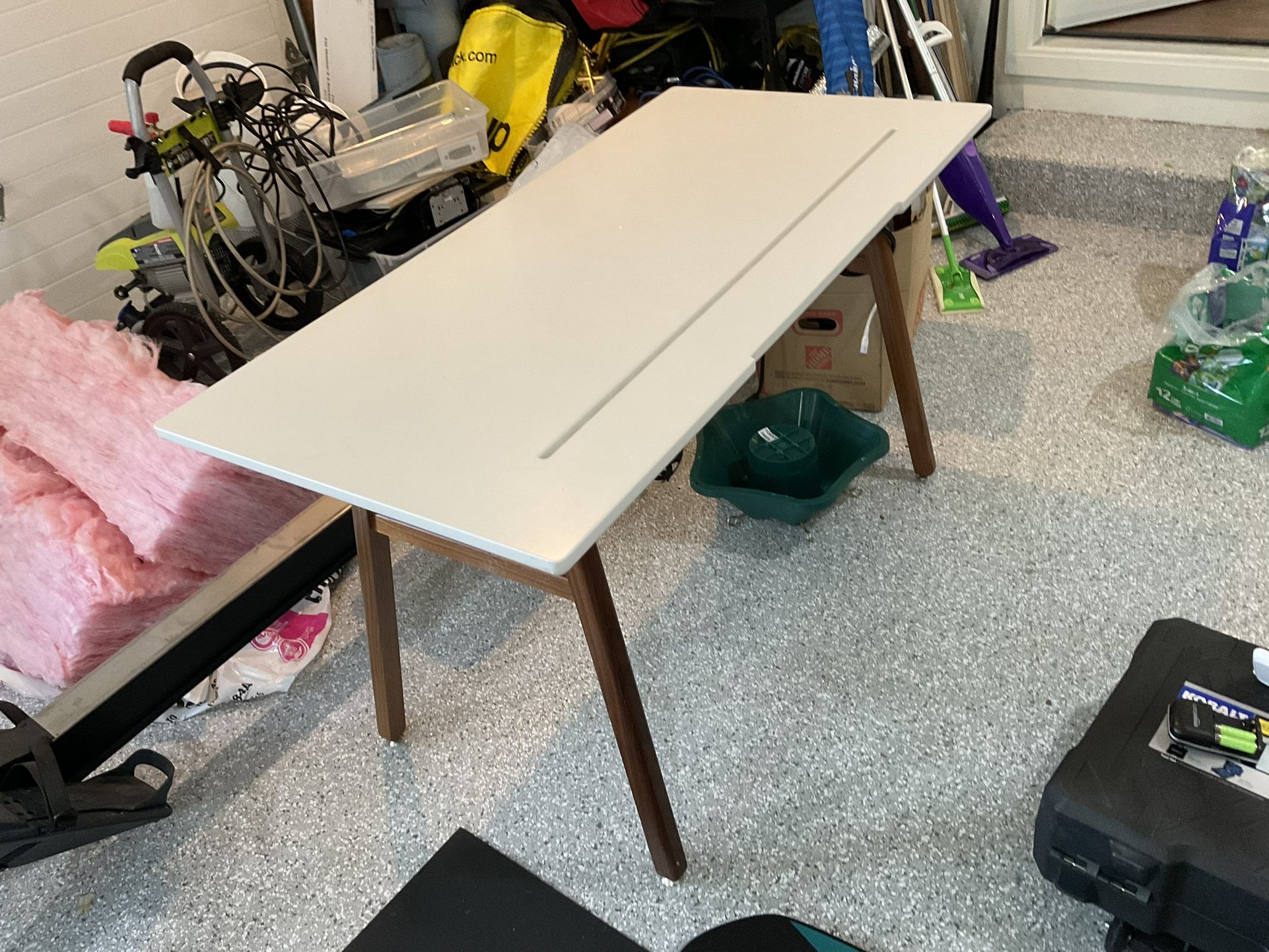 White Solid Wood Desk With Cords Organizer Great Condition!