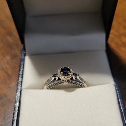 10k Blue Diamond Engagement Ring