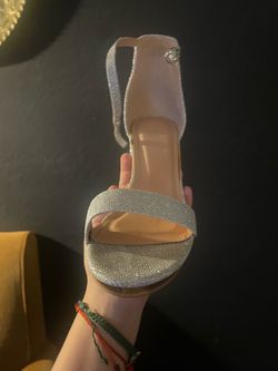 Sparkly Silver Wedged Heels