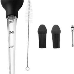 Turkey Baster Set of 5,(Meat Marinade Injector Needle with Barbecue 2 Basting Brush and Cleaning Brush for Easy Clean Up) Ideal For Butter Drippings, 