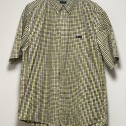 Chaps Yellow Plaid Men’s Button Up Dress Shirt Short Sleeve Size 2XL
