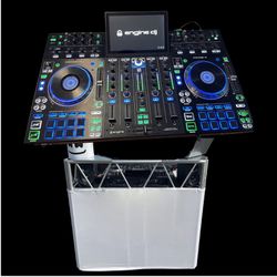 Denon Prime 4 DJ Mixer & DJ BOOTH / Mixer Has 2TB Internal Hard Drive w/ 1000 Song Music Library w/ Cover & Box