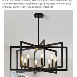 Black Chandelier for Dining Room, 8-Light Kitchen Chandelier Light Fixture Moder