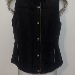 Prince & Fox Vest Hooded faux fur black size S/P