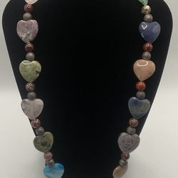 Heart Shaped Assorted Stone 22” Necklace