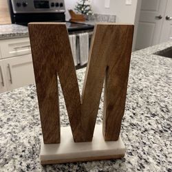 Wooden Letter M With Marble Bottom