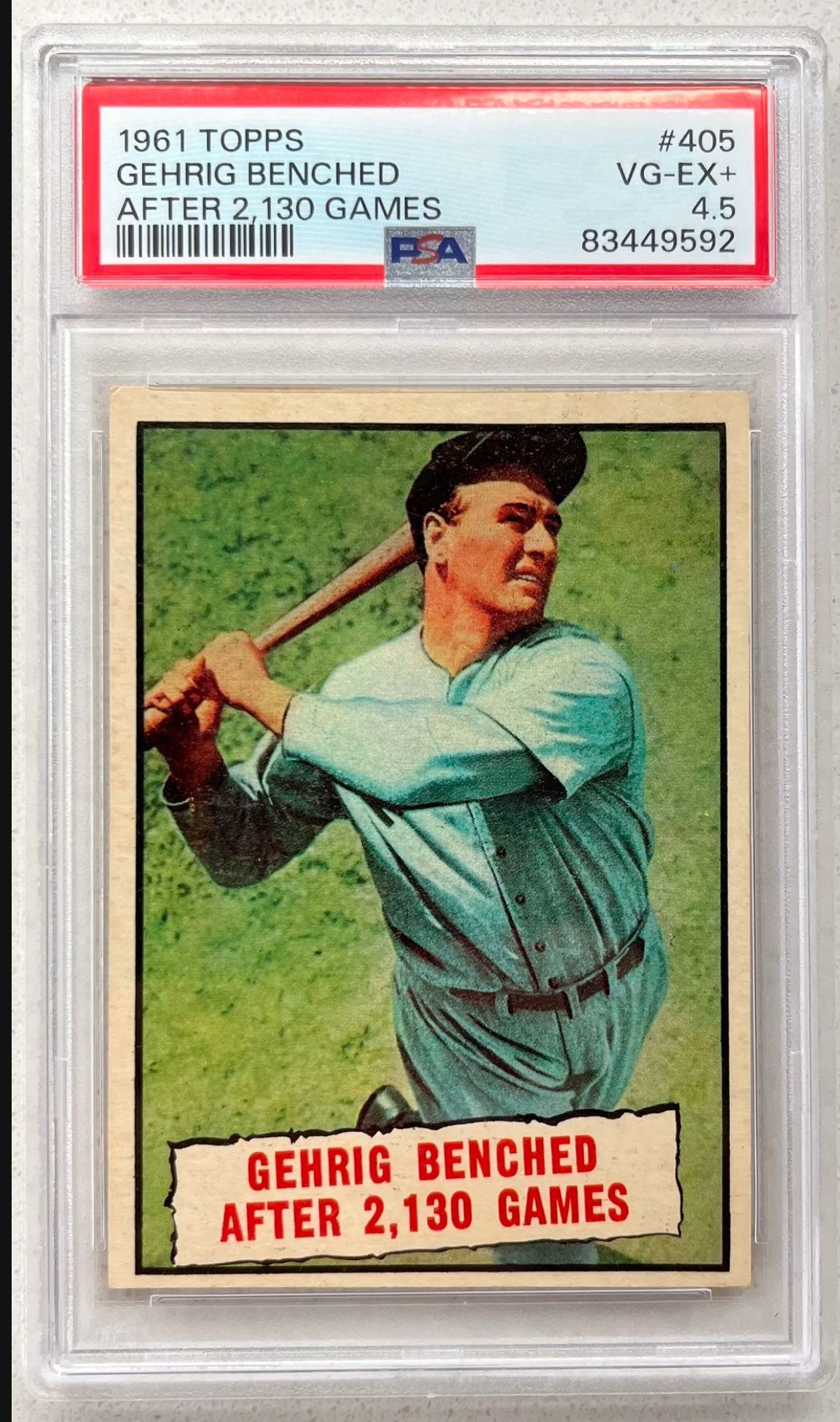 1961 Vintage Lou Gehrig Graded Baseball Card 