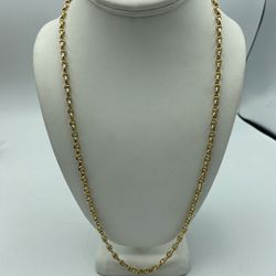 14kt Yellow Gold Semi Hollow Mariner Link Chain 24”