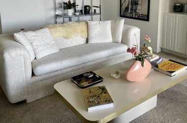 Vintage 80s Cream Post-modern Couch