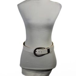 Vintage 1990s White Belt With Large Buckle 