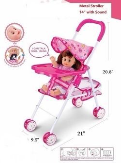 Pink Stroller & Doll
