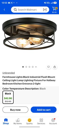Black Industrial Flush Mount Ceiling Light
