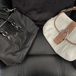 Coach Purses both 14” across each is $85 (Bone sold Black available)