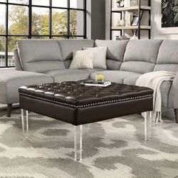 Inspired Home Skye Modern Ottoman Brown 