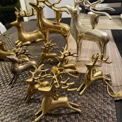 Brass Deers , 4. Deers Candle Holder, 8 small Christmas Tree Deers Decorations for Christmas Tree 