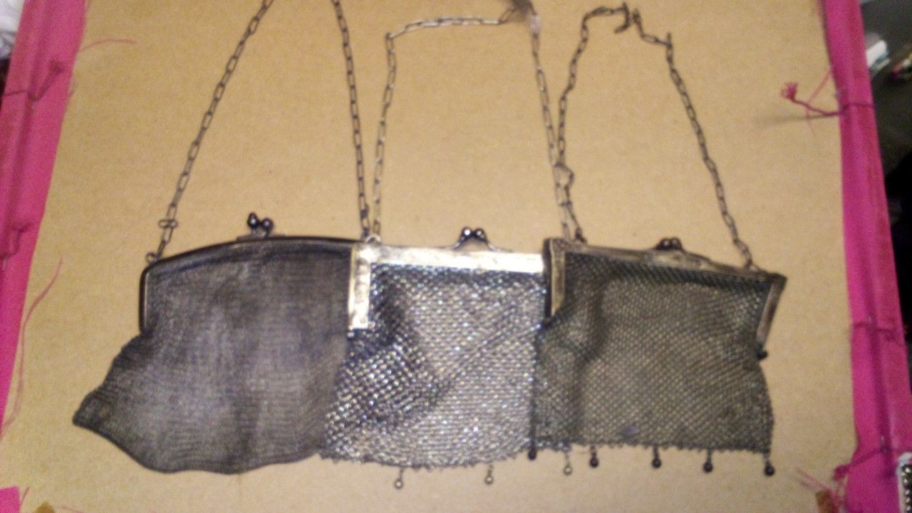 German Silver Vintage Purses Bag - Metal Antique Wallet Sterling