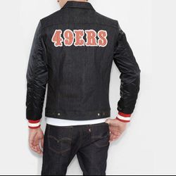 Vintage Levi’s X NFL San Francisco 49ers Satin Denim Trucker Jacket Men’s XL