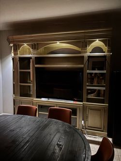 TV Entertainment Unit in Matte Gold - 116 inch long