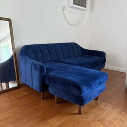 Small Navy Blue Velvet Couch 