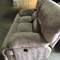 Beautiful, Elegant Luxury, Upscale All Electric Powered Sofa And Matching Loveseat Both With Double ReclinersTwo Piece Set 