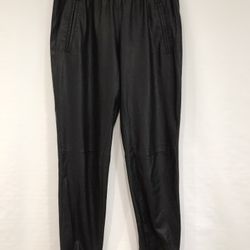 BCBGMaxAzria Woman’s Soft Faux Leather Black Cuffed Pants, Size S