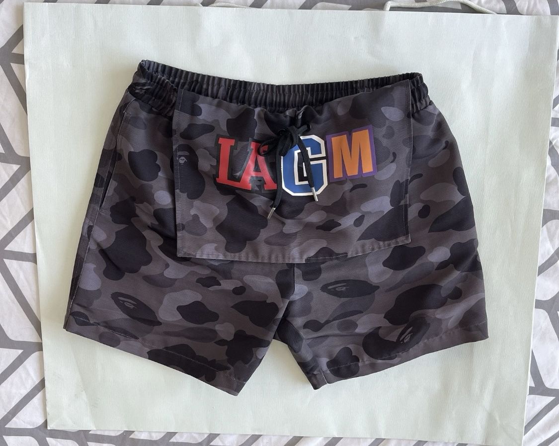 A Bathing Ape X Stampd Camo Bathing Suit Sz M 100 % Authentic