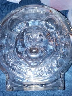 Vintage Mickey And Minnie Two Sided Glass Bankm