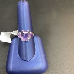 White Gold Ring With Purple  Stone