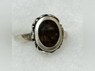 Silpada Smoky Topaz Scroll 925 Sterling Silver Ring Retired. SZ 6.5