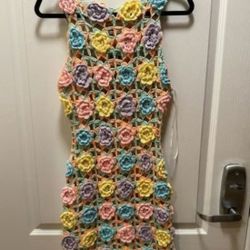 Elliatt Elise Crochet Mini Dress in Purple Garden Party Brunch Date size S NWT