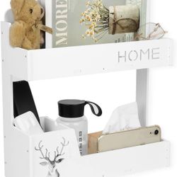 JUMEIHUI Bedside Shelf Organizer Wall, White Plastic Bedroom Accessories Storage, for Home, Kitchen