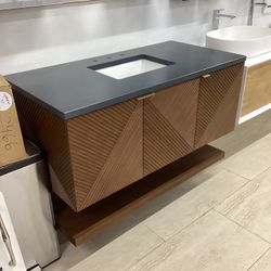 48” Bathroom Vanity Cabinet New Solid Wood James Martin Brand Quartz Soap Stone Top Sink Integrated Ready For Pick Up Today