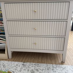 Modern 3-Drawer Dresser - White/Brass
