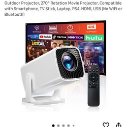 Mini Projector, Portable Projector 4K Support, Full HD 1080P Outdoor Projector, 270° Rotation Movie Projector, Compatible with Smartphone, TV Stick, L