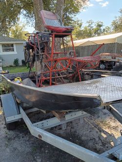 Airboat trailer and motor great project for someone