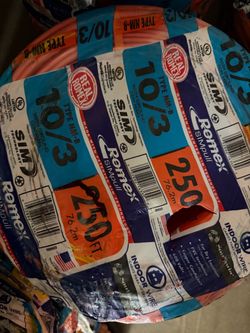 10/3 250ft Romex wire copper electric cable new roll (price is firm )