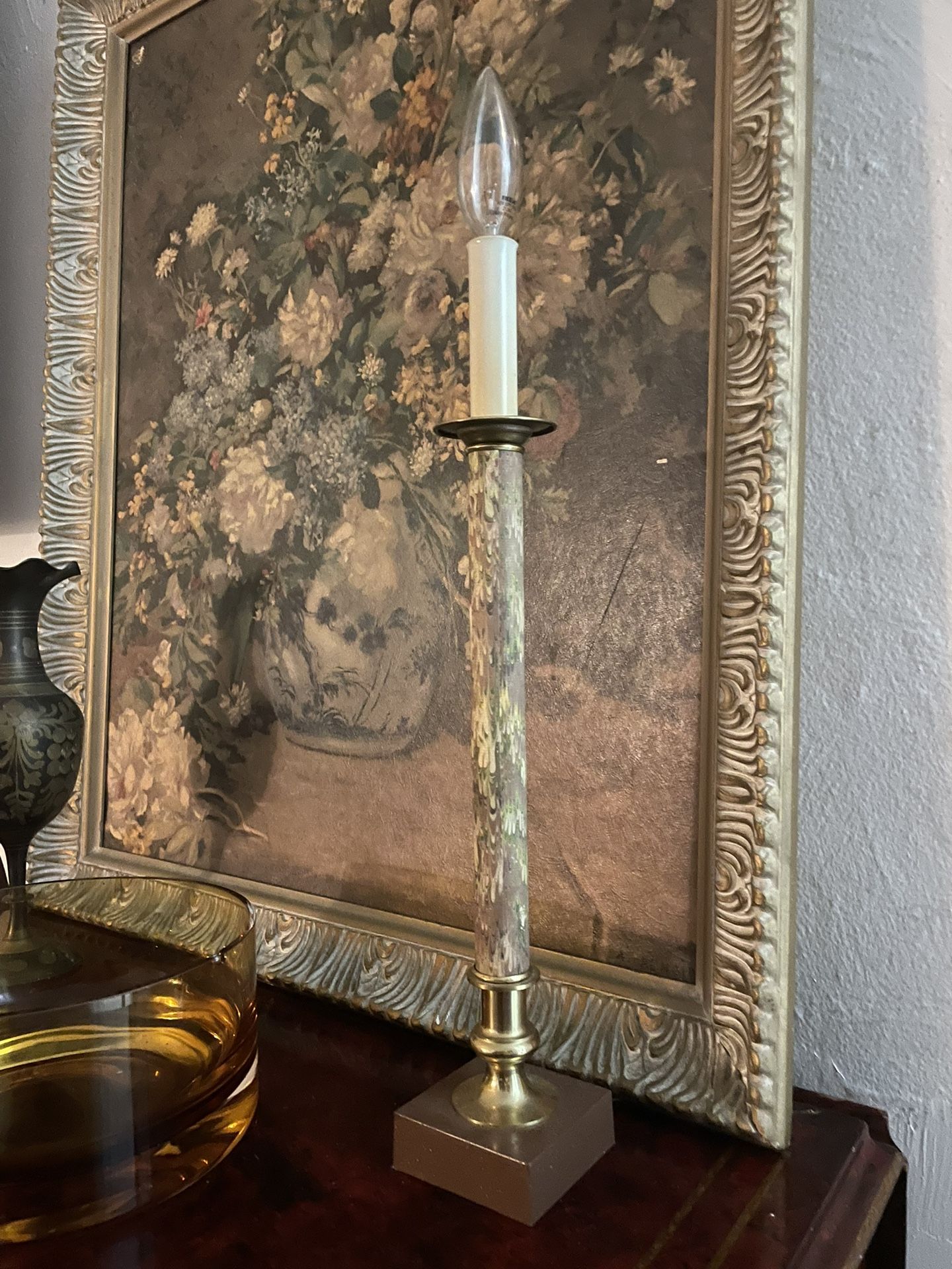 Vintage Antique Brass Candle Stick Lamp