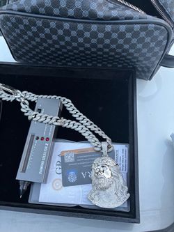 moissanite Cuban Link Chain with Pendant