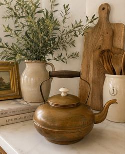 Vintage Tagus Copper Tea Kettle – Made in Portugal – Wooden Handle