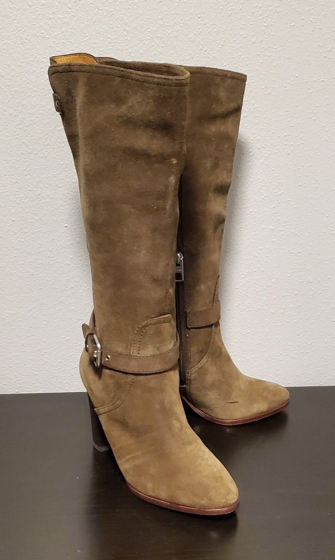 Women's Coach BEVERLY Suede Midcalf Boots Size 6B