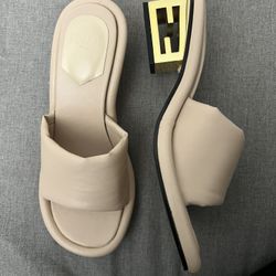 Fendi FF Baguette Motif Wide-Band Slides36