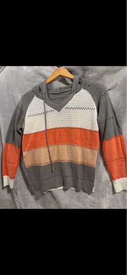 Color Block Hooded Knit Sweater