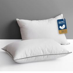 Star Hotel Stvle Goose Feather & Down Pillow with 100% Organic Cotton Cover 2pk