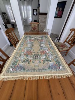Vintage Chinese silk brocade tapestry or tablecloth 