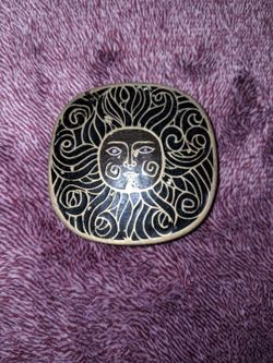 Vintage Sun Face Belt Buckle – Brass Tone Celestial Boho – India L-15