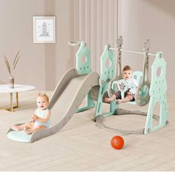 🔥 4 in 1 kids  Slide and Swing Playset