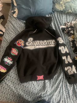 Supreme Black Hoodie with Patches letterman