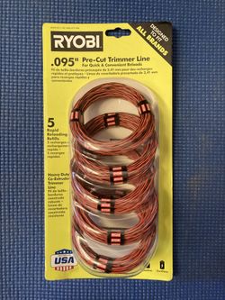 New Ryobi 0.095" Heavy Duty Pre-Cut Trimmer Line (5-Pack)