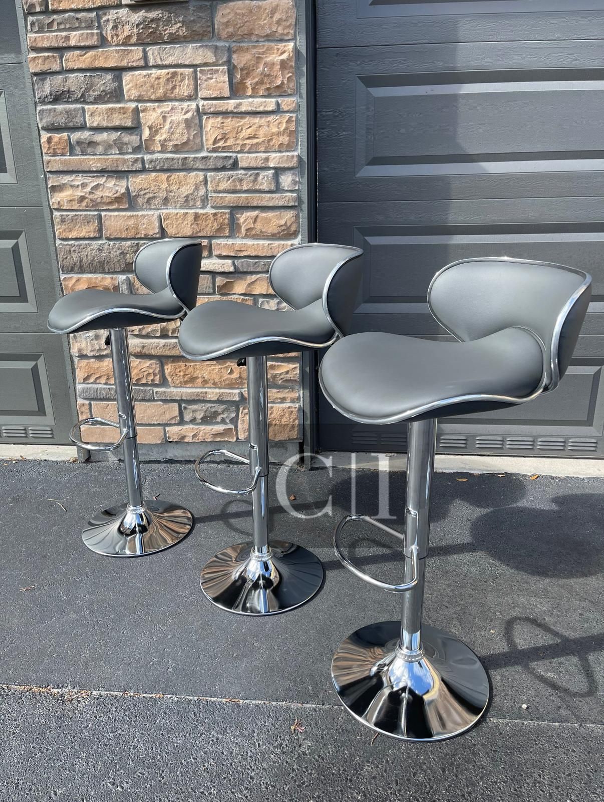 New 3 Gray Bar Stools